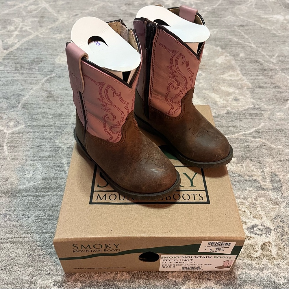 Smoky Mountain Boots Brown Pink Toddler Size 8 Cowgirl Gently Used
